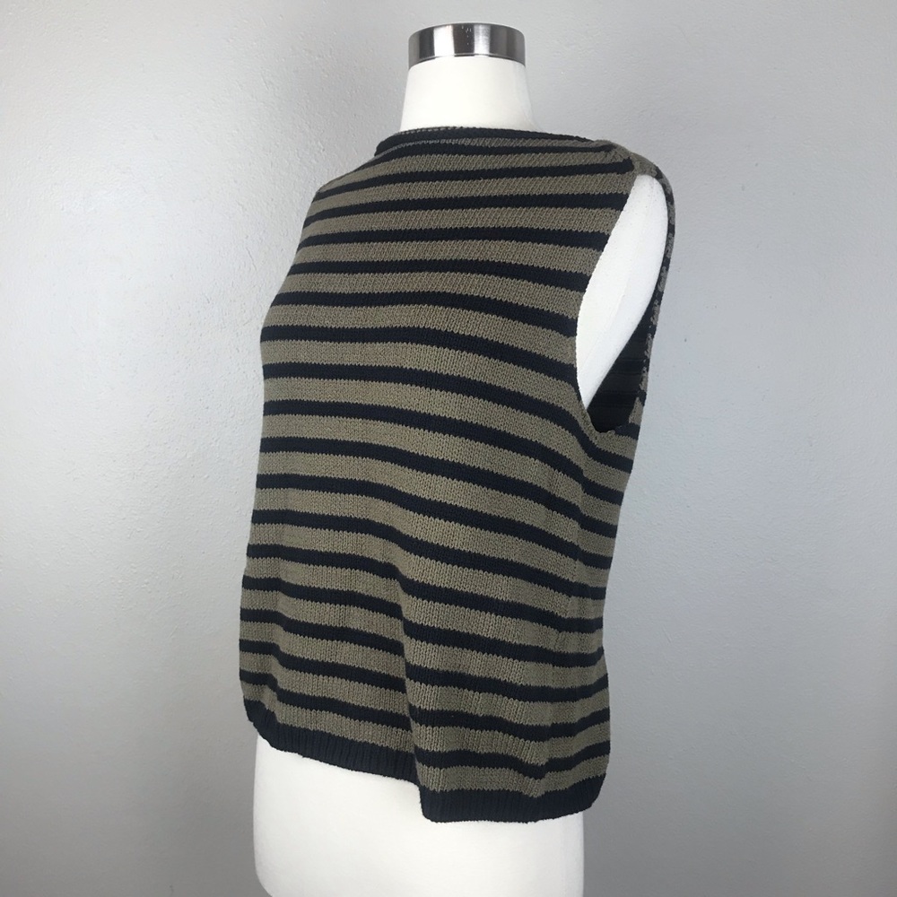 Vince Striped Cotton Cropped Shell Sweater - Picture 4 of 8